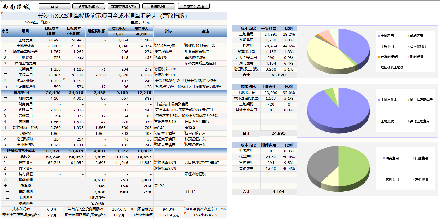 XLCS 房产项目全成本测算系统v5 正式版发布